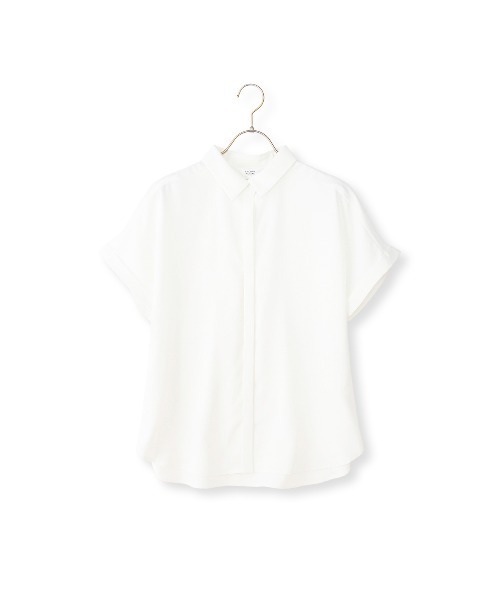 AOYAMA（アオヤマ）の「冷感シャツカラーブラウス【涼】【半袖】（シャツ/ブラウス・レディース・ネイビー/サックスブルー/ブラック/ベージュ/ブラウン/ホワイト・LL/L/M/S）」の13枚目の写真