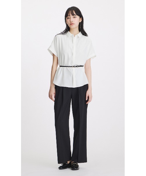AOYAMA（アオヤマ）の「冷感シャツカラーブラウス【涼】【半袖】（シャツ/ブラウス・レディース・ネイビー/サックスブルー/ブラック/ベージュ/ブラウン/ホワイト・LL/L/M/S）」の11枚目の写真