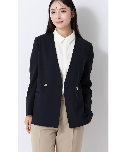AOYAMA（アオヤマ）の「冷感シャツカラーブラウス【涼】【半袖】（シャツ/ブラウス・レディース・ネイビー/サックスブルー/ブラック/ベージュ/ブラウン/ホワイト・LL/L/M/S）」の12枚目の写真