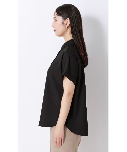 AOYAMA（アオヤマ）の「冷感シャツカラーブラウス【涼】【半袖】（シャツ/ブラウス・レディース・ネイビー/サックスブルー/ブラック/ベージュ/ブラウン/ホワイト・LL/L/M/S）」の22枚目の写真