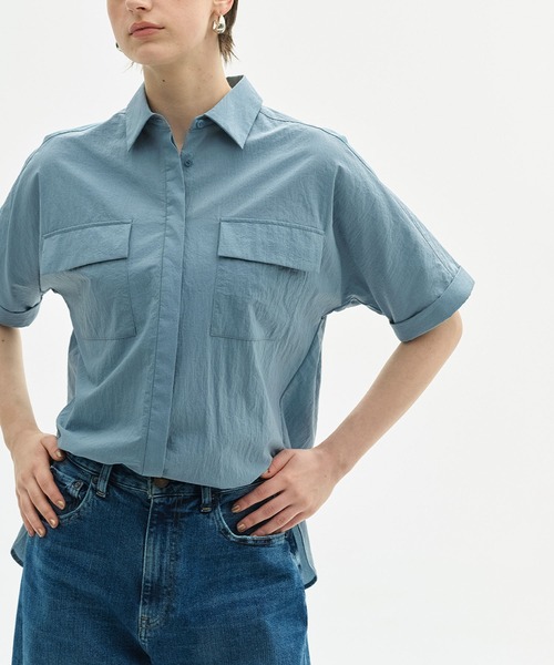 N.O.R.C(ノーク)の「ナイロンタスランドルマンシャツ【AIRY MOTION】(シャツ/ブラウス・レディース・ホワイト/ネイビー/ブルー・フリー)」の8枚目の写真
