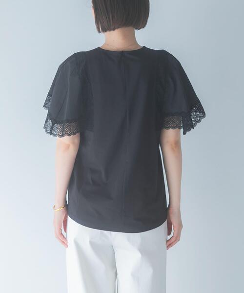 URBAN RESEARCH ROSSO WOMEN(アーバンリサーチ ロッソ)の「MARILYN MOON LACED SLEEVE CUTSEW(Tシャツ/カットソー・レディース・ブラック/オフホワイト・FREE)」の8枚目の写真