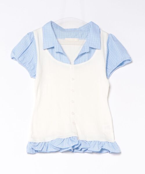 Anely(アネリー)の「Anely チェック柄 ニット タンク レイヤード トップス(シャツ/ブラウス・レディース・アイボリー/チャコールグレー・FREE)」の18枚目の写真