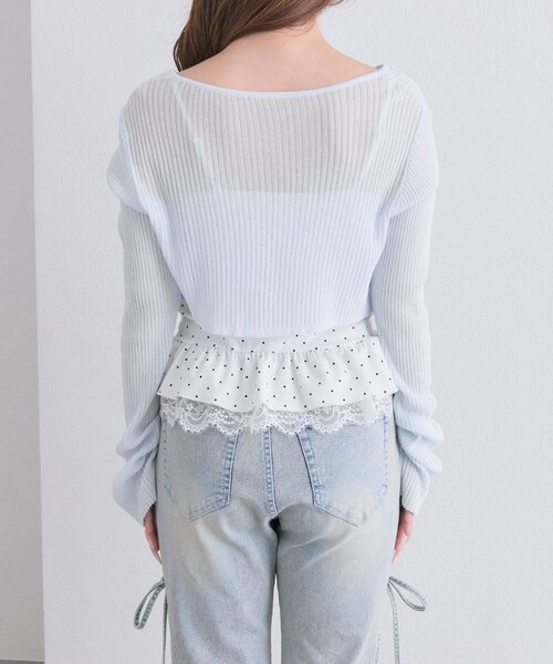 OLIVE des OLIVE(オリーブデオリーブ)の「ぺプラムキャミ+シアカーデセット(Tシャツ/カットソー・レディース・ピンク/ブラック/サックスブルー/オフホワイト・FREE)」の18枚目の写真