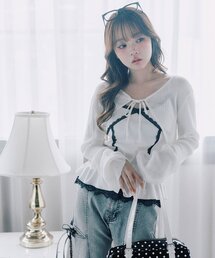 ぺプラムキャミ+シアカーデセット