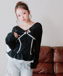 OLIVE des OLIVE | ぺプラムキャミ＋シアカーデセット(Tシャツ/カットソー)