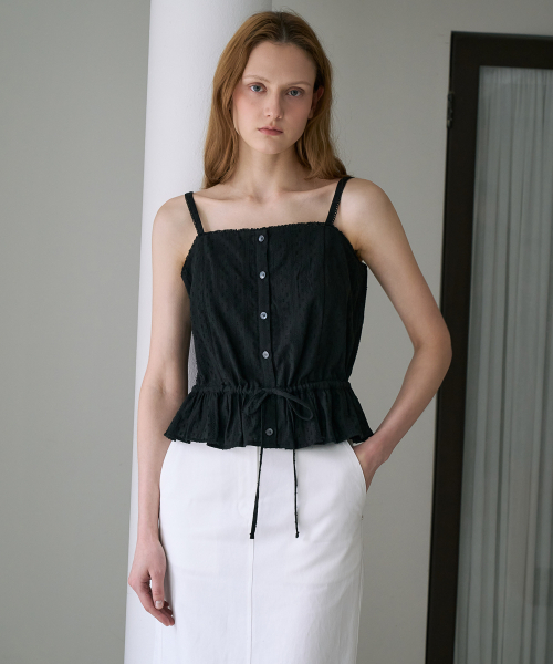 DEHEVE（デヘヴェ）の「Lace String Sleeveless [Black]（Tシャツ/カットソー・レディース・ブラック・OS）」の2枚目の写真