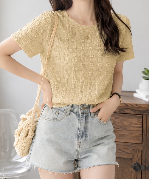 Megil（メギル）の「ジャガードカットソー（Tシャツ/カットソー・レディース・ホワイト/ベージュ/ブラック・MEDIUM）」の10枚目の写真