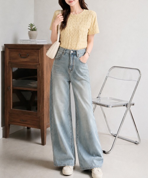 Megil（メギル）の「ジャガードカットソー（Tシャツ/カットソー・レディース・ホワイト/ベージュ/ブラック・MEDIUM）」の9枚目の写真