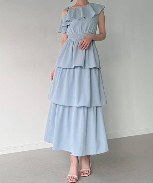 junoah（ジュノア）の「ワンショルティアードワンピース【一部ペチスカートSET】（ワンピース・レディース・アイボリー/ライトブルー/ブラック・MEDIUM/SMALL/LARGE）」の13枚目の写真