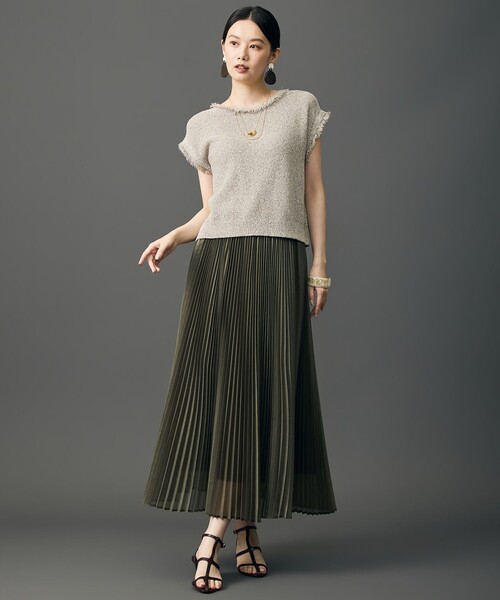 自由区（ジユウク）の「シャイニーオーガンジープリーツ スカート（スカート・レディース・カーキ系/グレー系・40/38）」の7枚目の写真