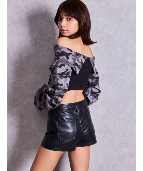 GYDA（ジェイダ）の「camouflageレースアップトップス（Tシャツ/カットソー・レディース・カーキ/ブラック・FREE）」の5枚目の写真