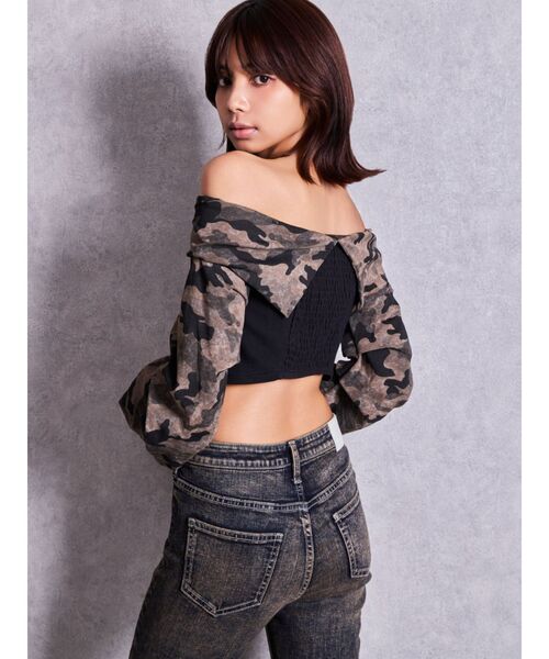 GYDA（ジェイダ）の「camouflageレースアップトップス（Tシャツ/カットソー・レディース・カーキ/ブラック・FREE）」の9枚目の写真