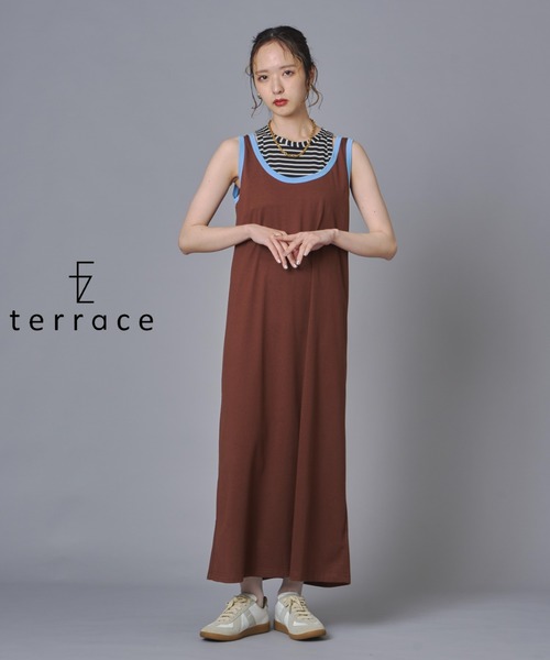 terrace(テラス)の「ボーダーレイヤードマキシワンピース(ワンピース・レディース・ブラウン/ブラック・FREE)」の1枚目の写真
