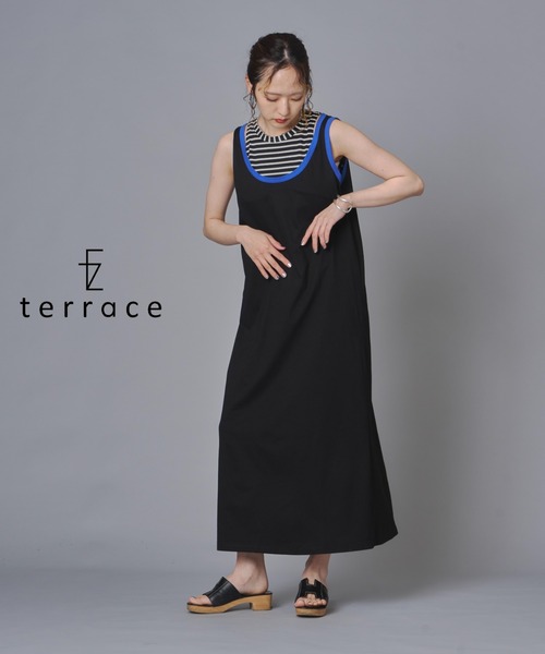 terrace(テラス)の「ボーダーレイヤードマキシワンピース(ワンピース・レディース・ブラウン/ブラック・FREE)」の2枚目の写真