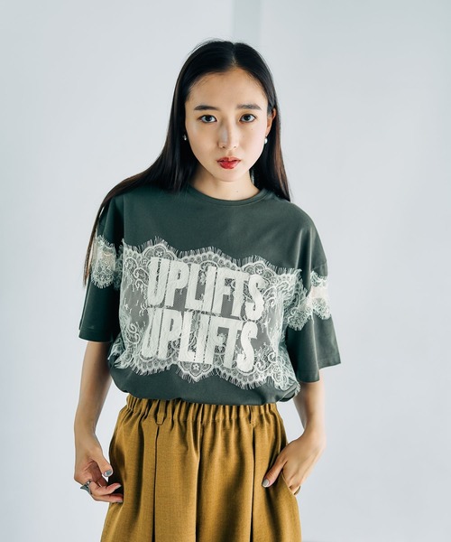 LEPSIM（レプシィム）の「ロゴレースT　816575（Tシャツ/カットソー・レディース・オフホワイト/チャコールグレー/パープル/グリーン・FREE）」の11枚目の写真