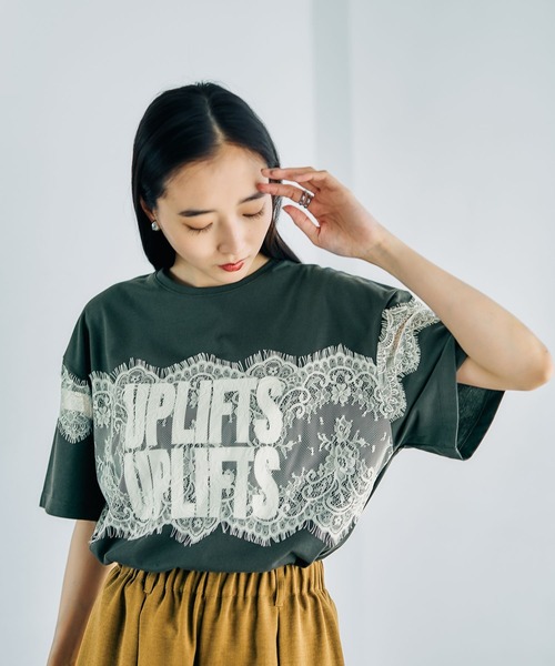 LEPSIM（レプシィム）の「ロゴレースT　816575（Tシャツ/カットソー・レディース・オフホワイト/チャコールグレー/パープル/グリーン・FREE）」の12枚目の写真