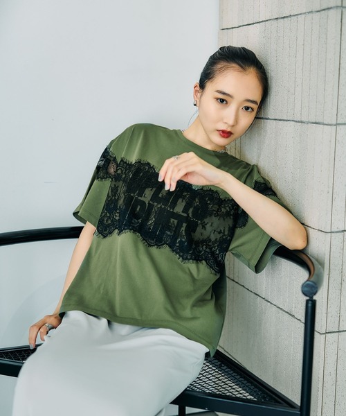 LEPSIM（レプシィム）の「ロゴレースT　816575（Tシャツ/カットソー・レディース・オフホワイト/チャコールグレー/パープル/グリーン・FREE）」の17枚目の写真