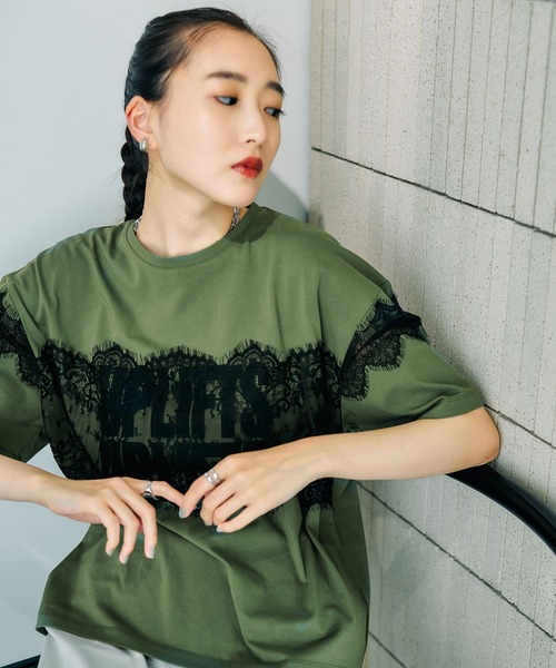 LEPSIM（レプシィム）の「ロゴレースT　816575（Tシャツ/カットソー・レディース・オフホワイト/チャコールグレー/パープル/グリーン・FREE）」の19枚目の写真