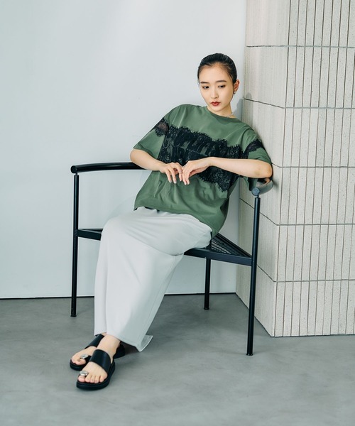 LEPSIM（レプシィム）の「ロゴレースT　816575（Tシャツ/カットソー・レディース・オフホワイト/チャコールグレー/パープル/グリーン・FREE）」の20枚目の写真