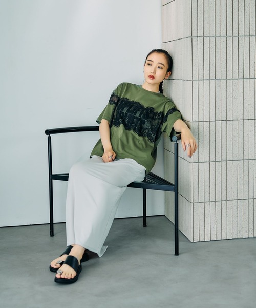LEPSIM（レプシィム）の「ロゴレースT　816575（Tシャツ/カットソー・レディース・オフホワイト/チャコールグレー/パープル/グリーン・FREE）」の21枚目の写真