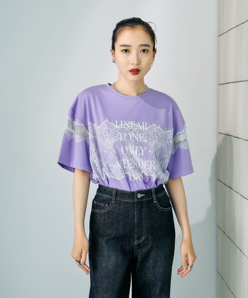 LEPSIM（レプシィム）の「ロゴレースT　816575（Tシャツ/カットソー・レディース・オフホワイト/チャコールグレー/パープル/グリーン・FREE）」の22枚目の写真