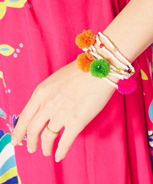 チャイハネ（チャイハネ）の「【チャイハネ】ポンポンブレスレット＆ネックレス / カチューム（ネックレス・レディース・カラフル/ブルー/マルチ・FREE）」の13枚目の写真