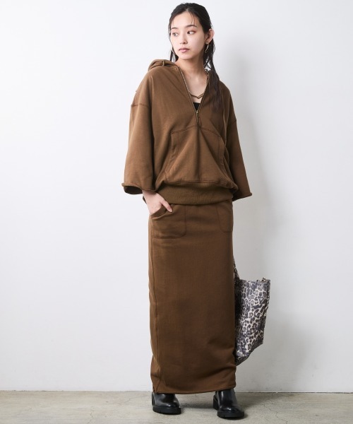 CHIC STYLE(シックスタイル)の「綿100%ハーフジップフーディ<大きいサイズ有>シックスタイル(パーカー・レディース・ブラウン/杢グレー・5L/4L/3L/LL/L/M)」の19枚目の写真