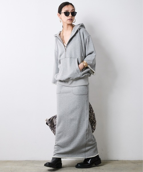 CHIC STYLE(シックスタイル)の「綿100%ハーフジップフーディ<大きいサイズ有>シックスタイル(パーカー・レディース・ブラウン/杢グレー・5L/4L/3L/LL/L/M)」の13枚目の写真