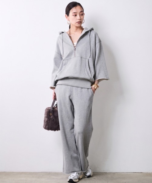 CHIC STYLE(シックスタイル)の「綿100%ハーフジップフーディ<大きいサイズ有>シックスタイル(パーカー・レディース・ブラウン/杢グレー・5L/4L/3L/LL/L/M)」の15枚目の写真