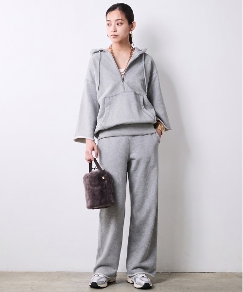 CHIC STYLE(シックスタイル)の「綿100%ハーフジップフーディ<大きいサイズ有>シックスタイル(パーカー・レディース・ブラウン/杢グレー・5L/4L/3L/LL/L/M)」の16枚目の写真