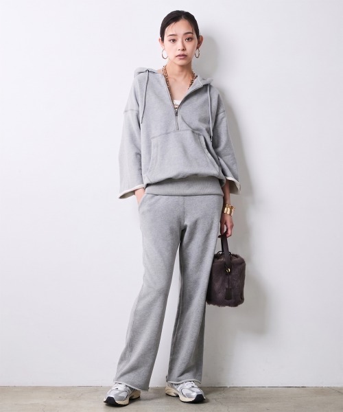 CHIC STYLE(シックスタイル)の「綿100%ハーフジップフーディ<大きいサイズ有>シックスタイル(パーカー・レディース・ブラウン/杢グレー・5L/4L/3L/LL/L/M)」の18枚目の写真