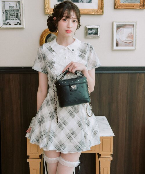 OLIVE des OLIVE（オリーブデオリーブ）の「Aimerianejoieレース切替ワンピース（ワンピース・レディース・チャコールグレー/ミント/ブラック・FREE）」の13枚目の写真