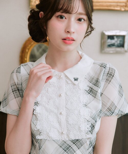 OLIVE des OLIVE（オリーブデオリーブ）の「Aimerianejoieレース切替ワンピース（ワンピース・レディース・チャコールグレー/ミント/ブラック・FREE）」の14枚目の写真