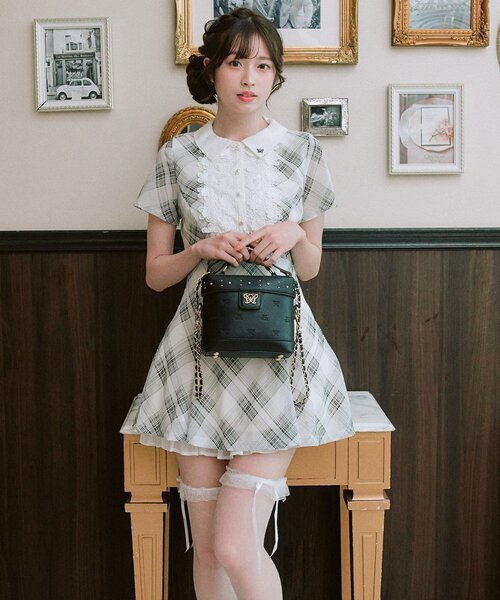OLIVE des OLIVE（オリーブデオリーブ）の「Aimerianejoieレース切替ワンピース（ワンピース・レディース・チャコールグレー/ミント/ブラック・FREE）」の15枚目の写真