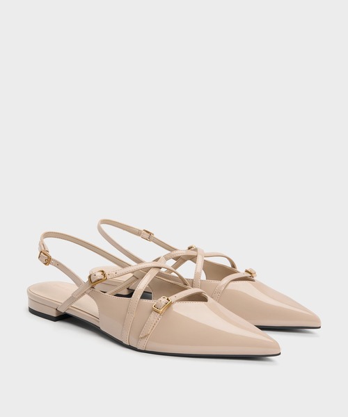 CHARLES & KEITH(チャールズ & キース)の「Maybelle メイベル パテント ストラッピー スリングバック フラット(パンプス・レディース・アイボリー/バーガンディー/ブラック系その他6・22.5cm/23cm/23.5cm/24.5cm/25cm/25.5cm)」の10枚目の写真