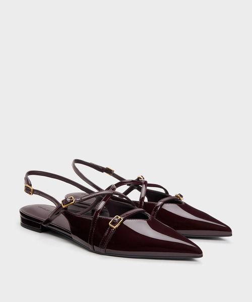 CHARLES & KEITH(チャールズ & キース)の「Maybelle メイベル パテント ストラッピー スリングバック フラット(パンプス・レディース・アイボリー/バーガンディー/ブラック系その他6・22.5cm/23cm/23.5cm/24.5cm/25cm/25.5cm)」の14枚目の写真