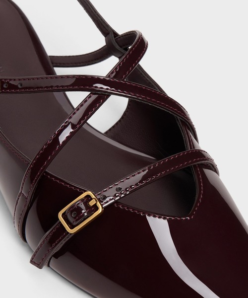 CHARLES & KEITH(チャールズ & キース)の「Maybelle メイベル パテント ストラッピー スリングバック フラット(パンプス・レディース・アイボリー/バーガンディー/ブラック系その他6・22.5cm/23cm/23.5cm/24.5cm/25cm/25.5cm)」の12枚目の写真