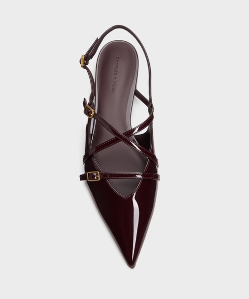 CHARLES & KEITH(チャールズ & キース)の「Maybelle メイベル パテント ストラッピー スリングバック フラット(パンプス・レディース・アイボリー/バーガンディー/ブラック系その他6・22.5cm/23cm/23.5cm/24.5cm/25cm/25.5cm)」の11枚目の写真