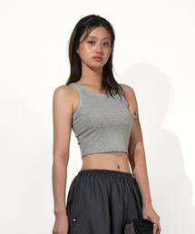WHILE（ワイル）の「ブラックテープボリュームブラトップ (GREY)（チューブトップ）」