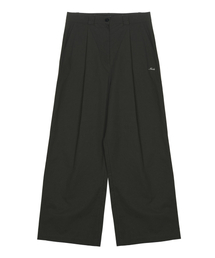 TUCK WIDE COTTON PANTS_CHARCOAL