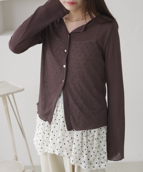 apres jour clair(アプレジュールクレア)の「【apres jour clair】シアーデザインカーディガン(カーディガン/ボレロ・レディース・ブラウン系その他/アイボリー/イエロー/ライトブルー・フリー/X-LARGE)」の8枚目の写真