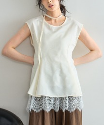 【SET販売】ペプラムブラウス+レースキャミセット