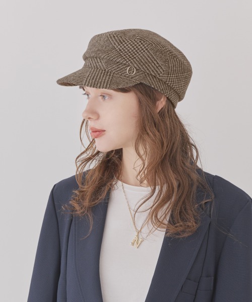 Chapeau d' O(シャポードオー)の「Chapeau d' O Glencheck Over Marine Cas / シャポードオー(キャスケット・レディース・ブラウン/ダークブラウン・M/57.5cm/S(56cm))」の3枚目の写真