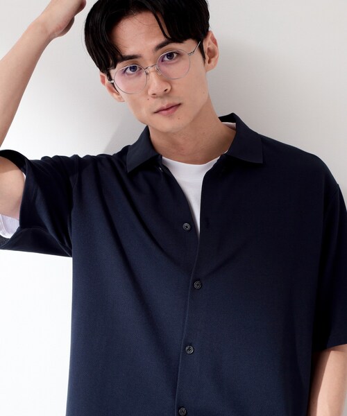 THE SHOP TK (ザ ショップ ティーケー )の「【半袖シャツ+インナー セットアイテム】カノコ半袖シャツ&半袖Tシャツ(カーディガン/ボレロ・メンズ・ダークグレー/モスグリーン/ネイビー・01/02/03/04)」の3枚目の写真