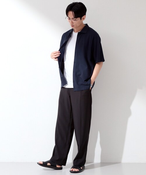 THE SHOP TK (ザ ショップ ティーケー )の「【半袖シャツ+インナー セットアイテム】カノコ半袖シャツ&半袖Tシャツ(カーディガン/ボレロ・メンズ・ダークグレー/モスグリーン/ネイビー・01/02/03/04)」の14枚目の写真