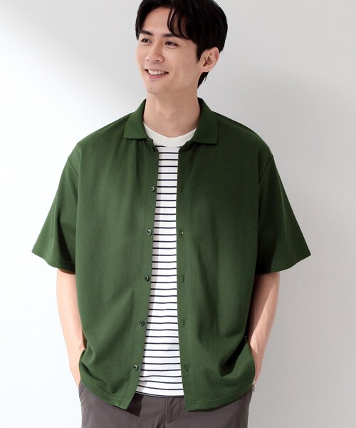 THE SHOP TK (ザ ショップ ティーケー )の「【半袖シャツ+インナー セットアイテム】カノコ半袖シャツ&半袖Tシャツ(カーディガン/ボレロ・メンズ・ダークグレー/モスグリーン/ネイビー・01/02/03/04)」の19枚目の写真