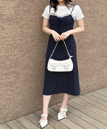 フラワープリントキャミワンピ