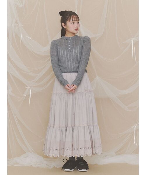 merry jenny(メリージェニー)の「floral pointelle knit(ニット/セーター・レディース・ピンク/チャコールグレー/オフホワイト・FREE)」の22枚目の写真