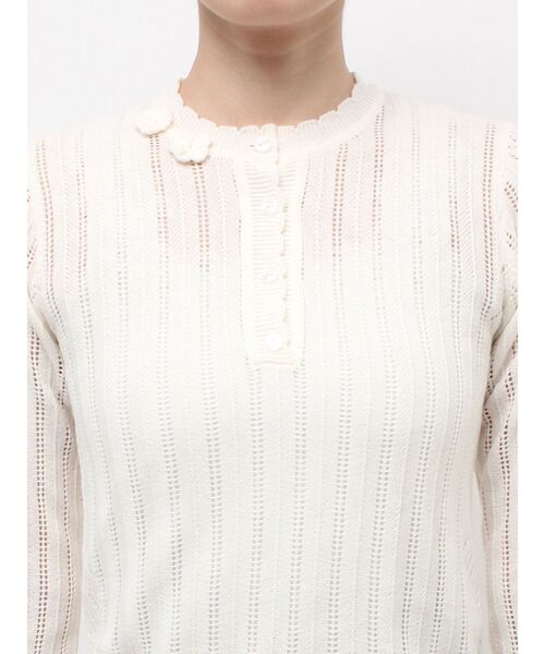 merry jenny(メリージェニー)の「floral pointelle knit(ニット/セーター・レディース・ピンク/チャコールグレー/オフホワイト・FREE)」の5枚目の写真